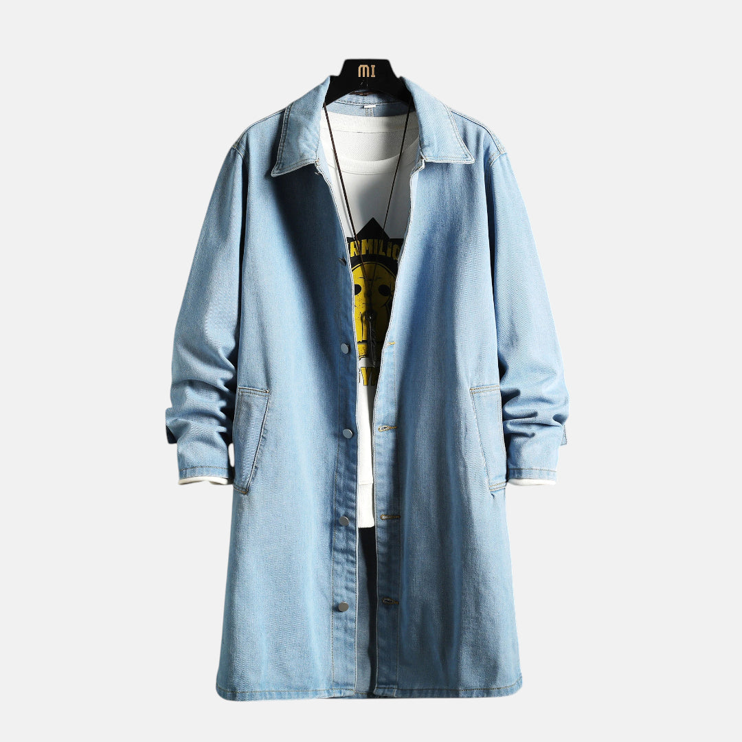 Veste en jean longue homme