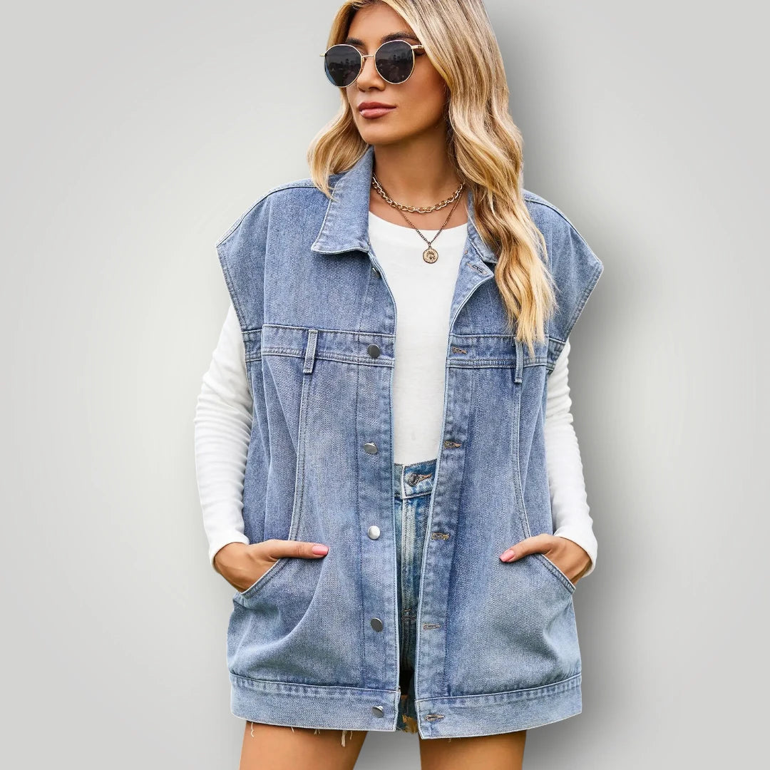 Veste en jean longue sans manche