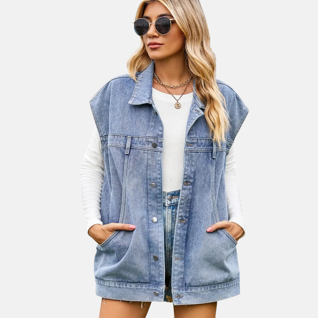 Veste en jean longue sans manche