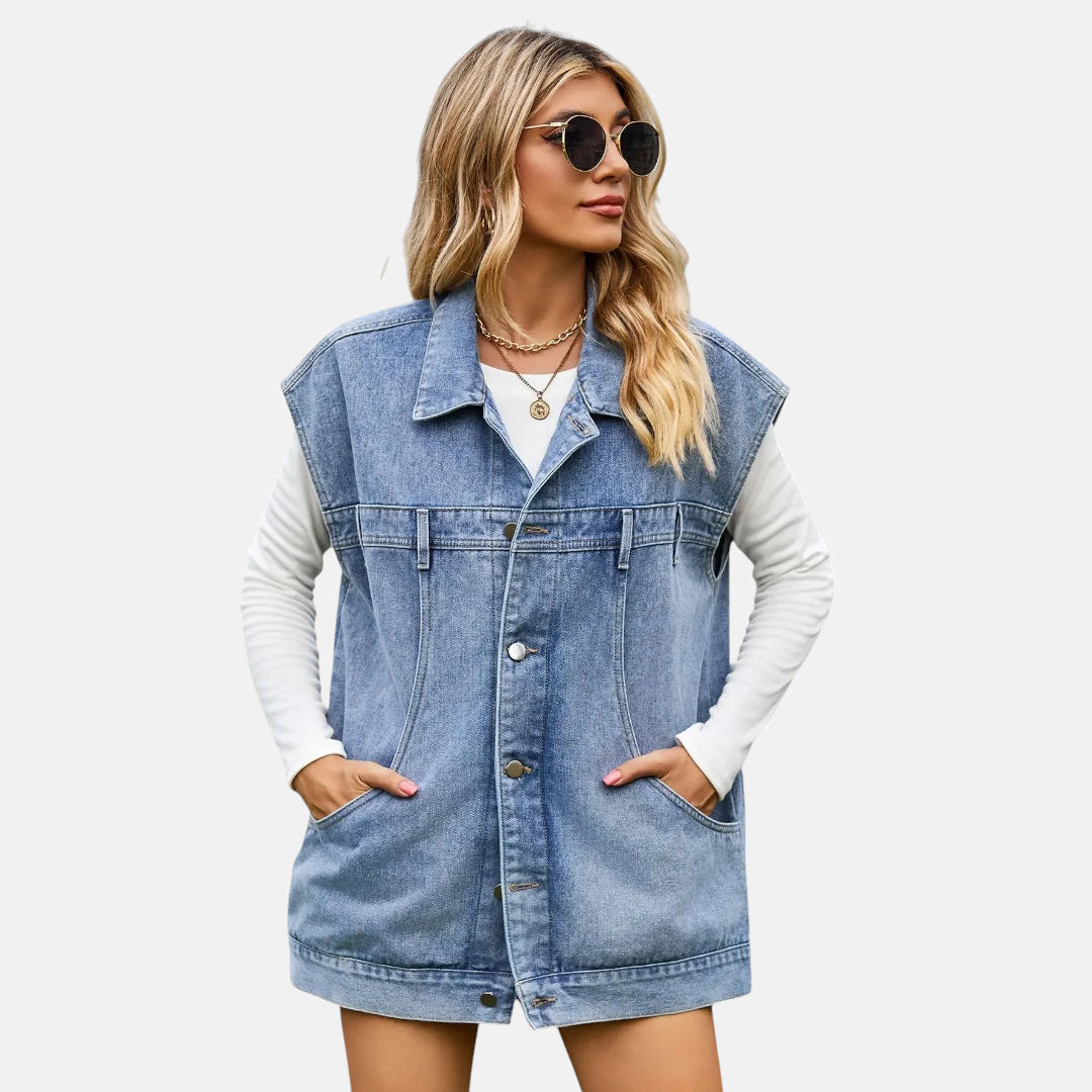 Veste en jean longue sans manche