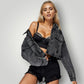 Veste en jean noir délavé