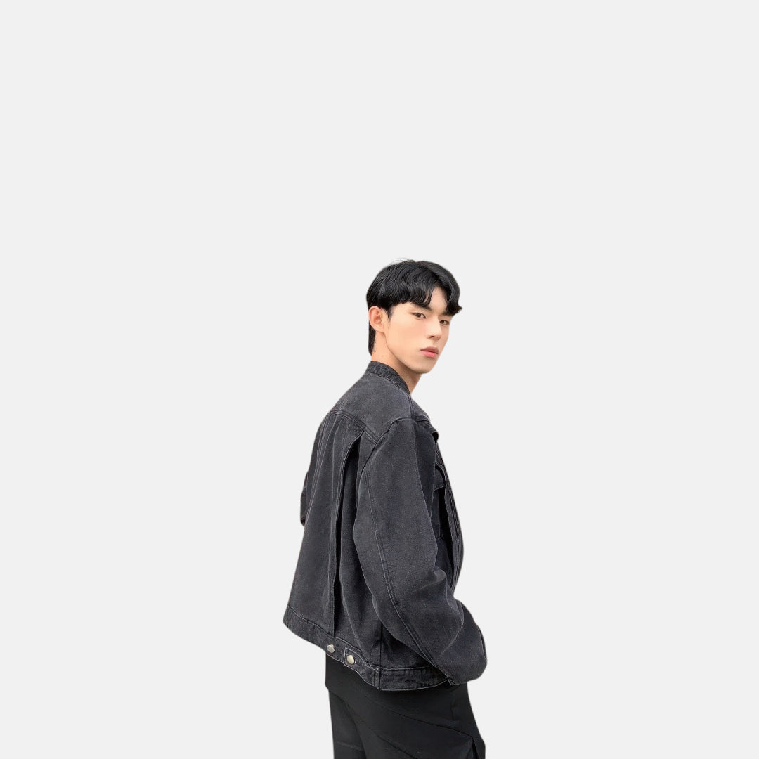 Veste en jean noir délavé homme