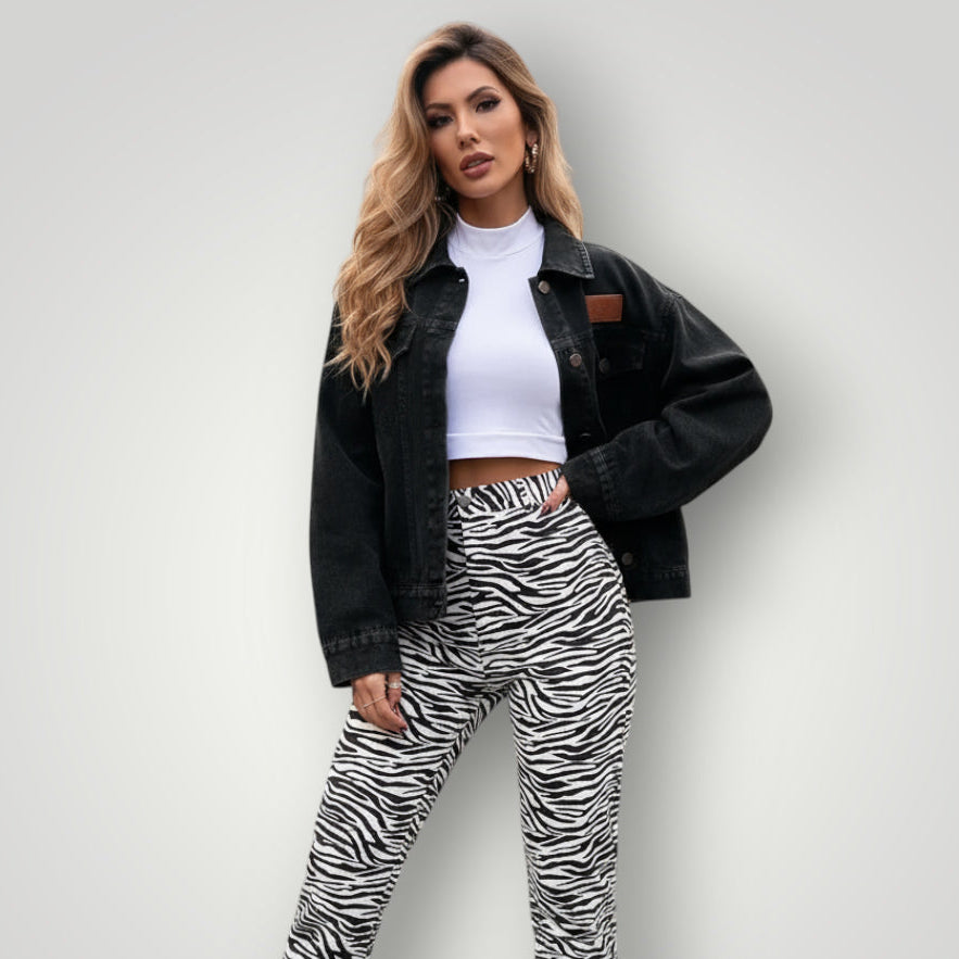 Veste en jean noir femme courte