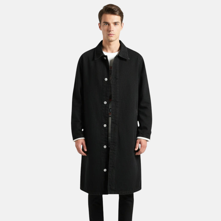 Veste en jean noir longue homme