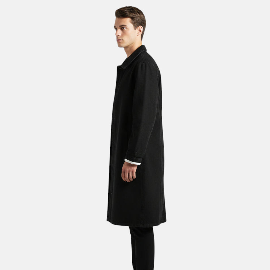 Veste en jean noir longue homme