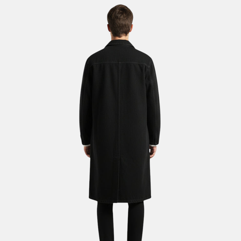 Veste en jean noir longue homme