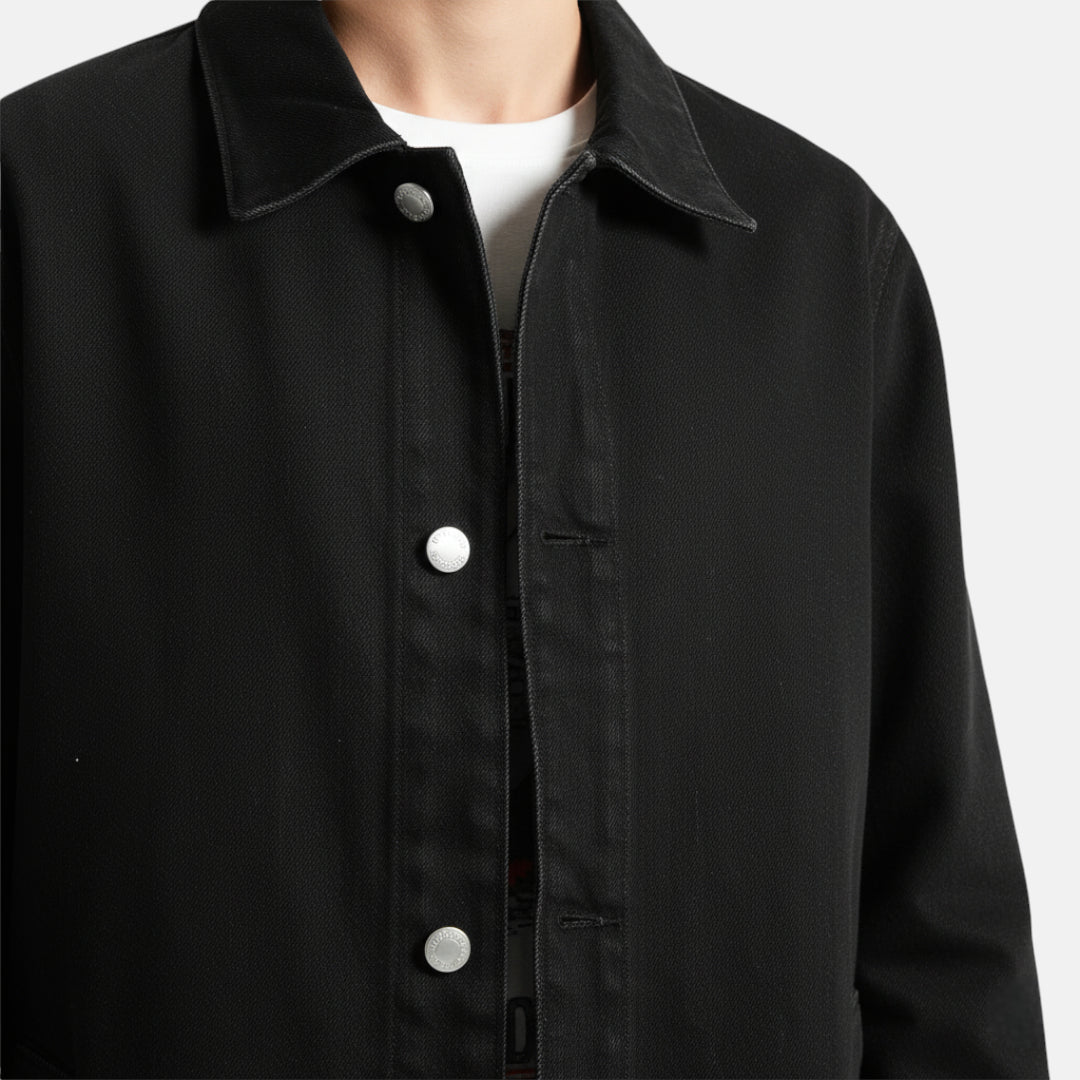 Veste en jean noir longue homme