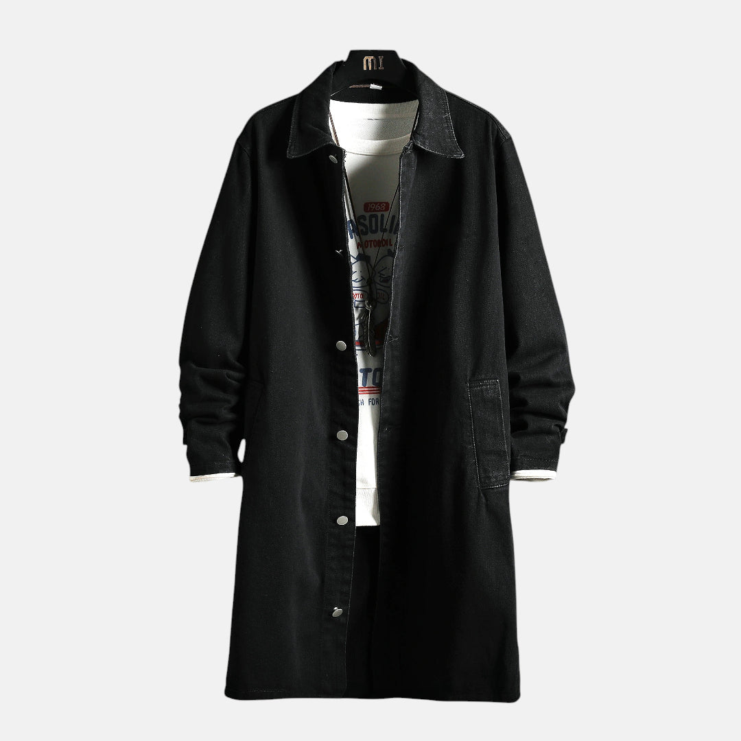 Veste en jean noir longue homme