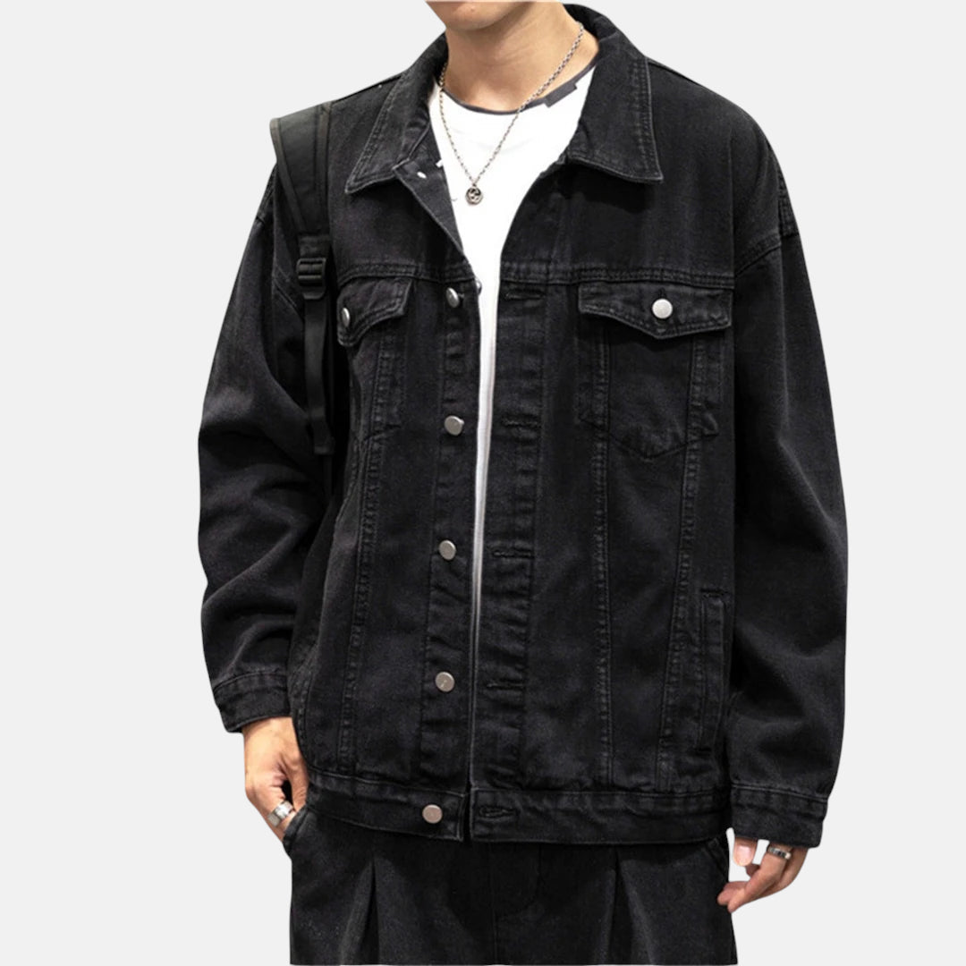 Veste en jean noir oversize homme
