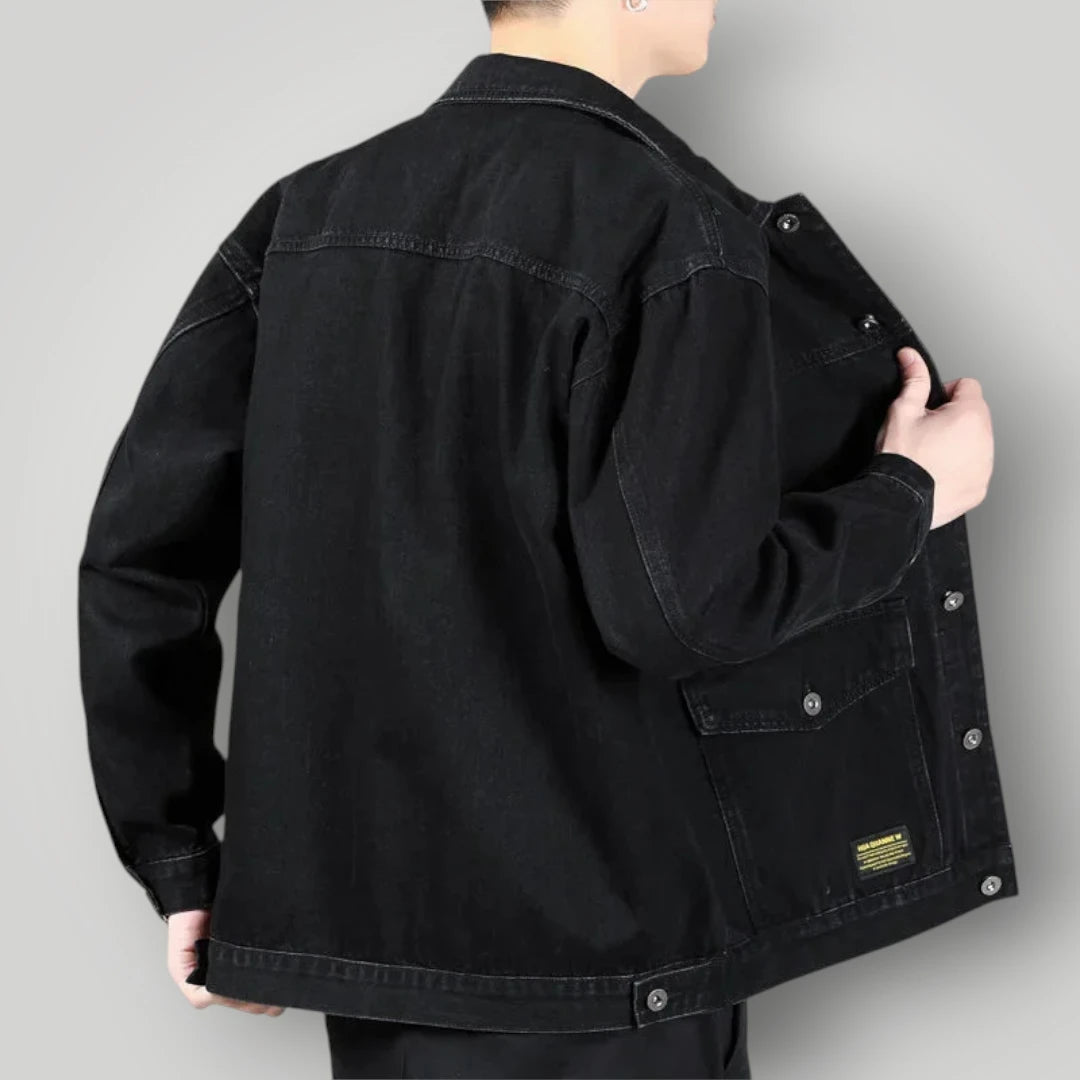 Veste en jean noire coupe large