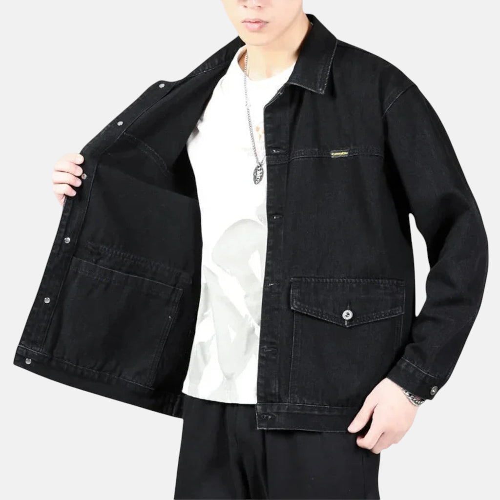 Veste en jean noire coupe large