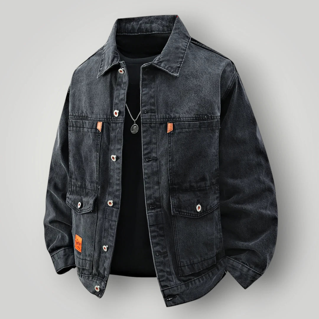 Veste en jean noire loose homme