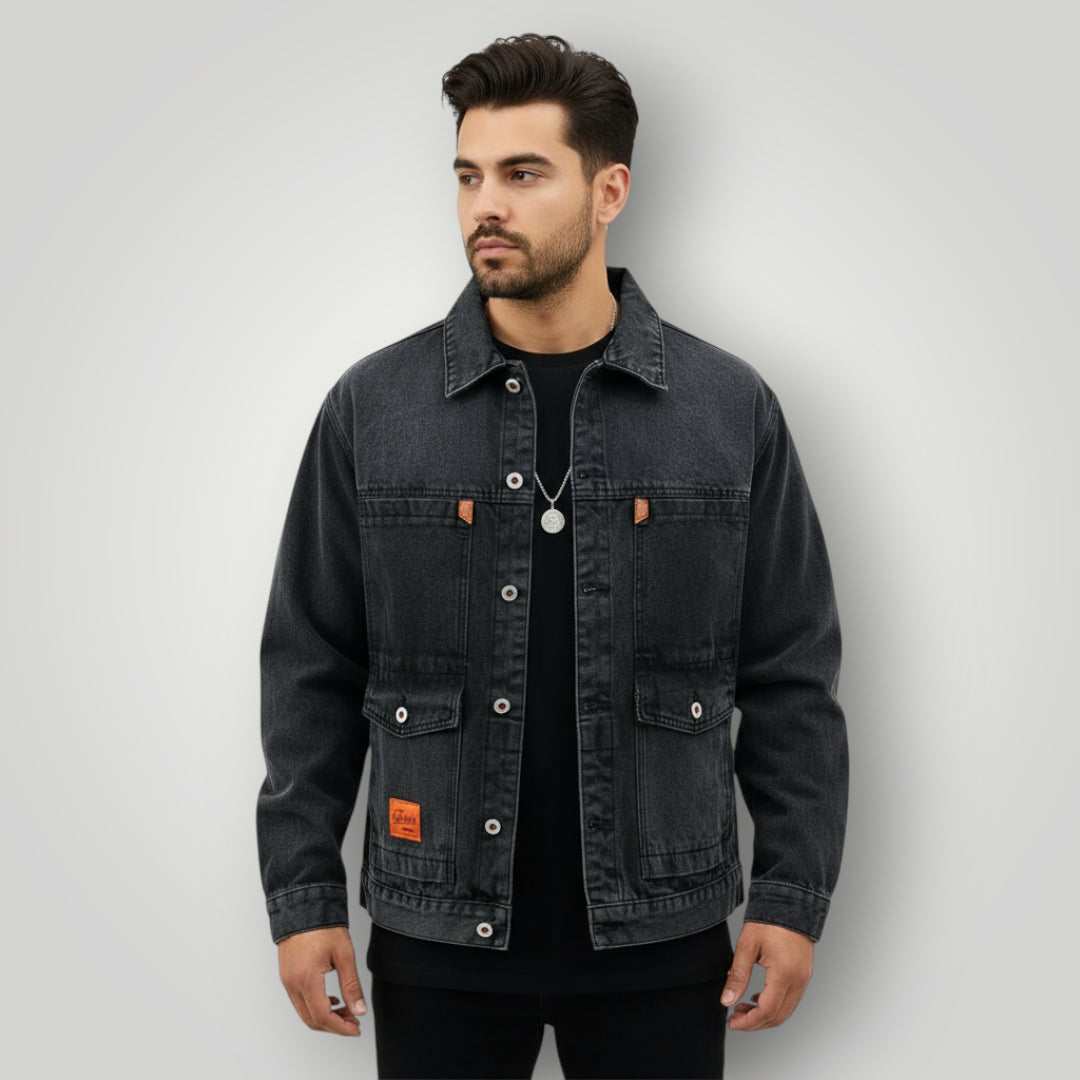 Veste en jean noire loose homme