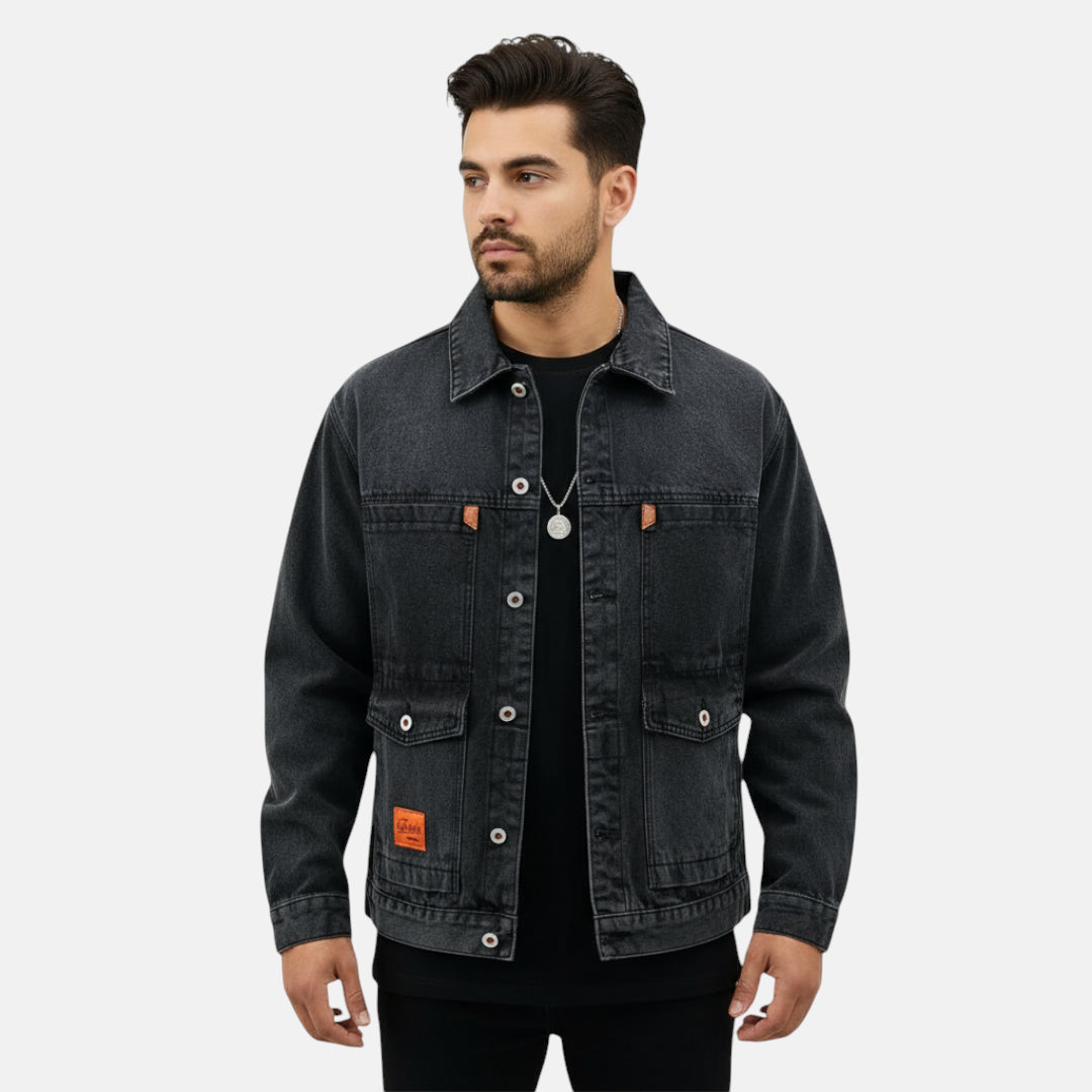 Veste en jean noire loose homme