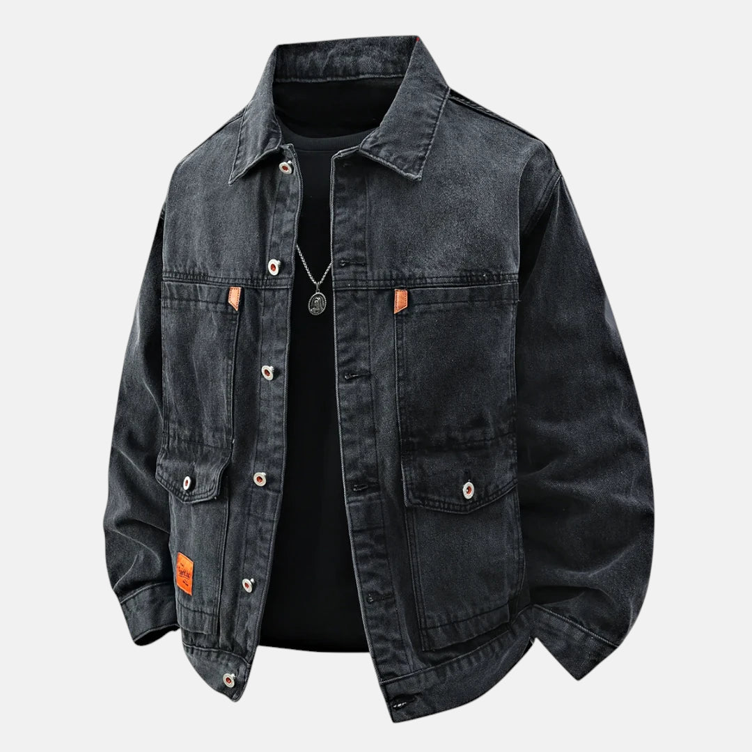 Veste en jean noire loose homme