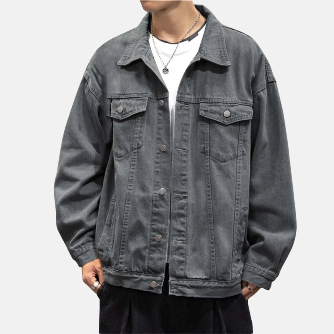 Veste en jean oversize grise homme
