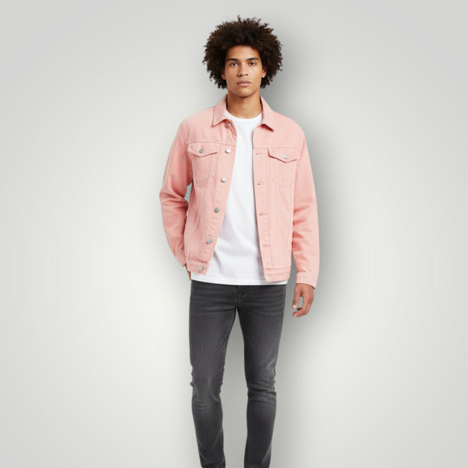 veste en jean rose homme