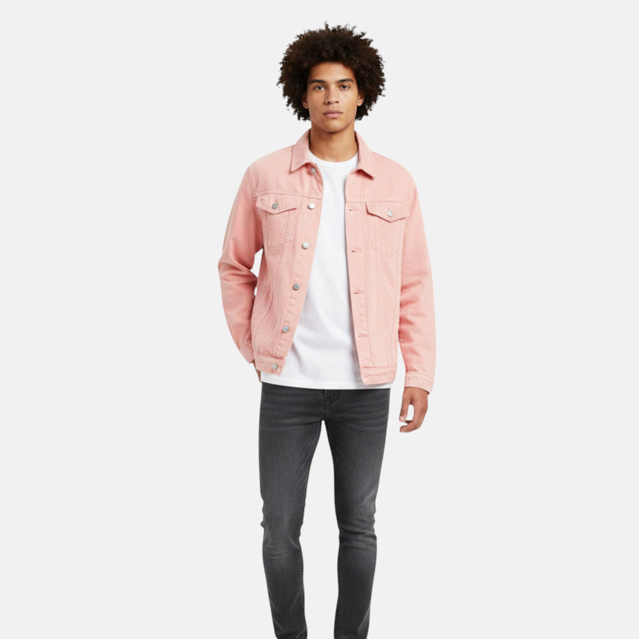 veste en jean rose homme