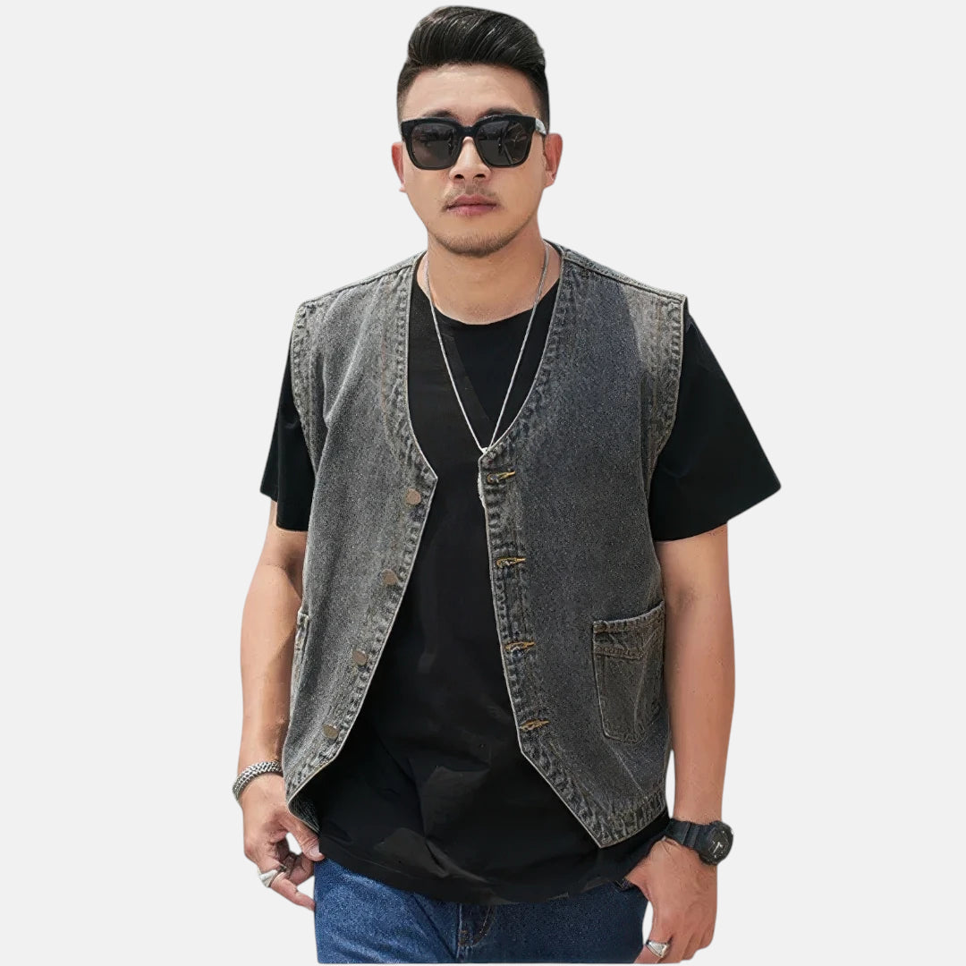 Veste en jean sans col homme