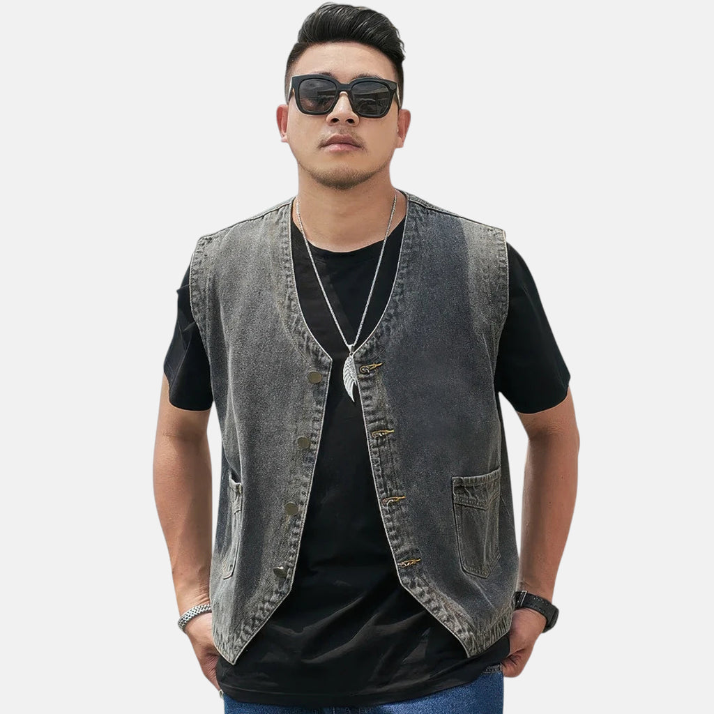 Veste en jean sans col homme