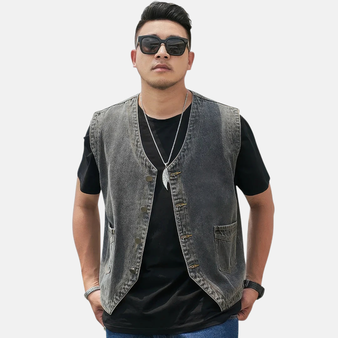 Veste en jean sans col homme