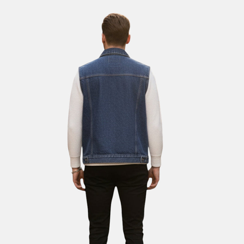 Veste en jean sans manche homme grande taille