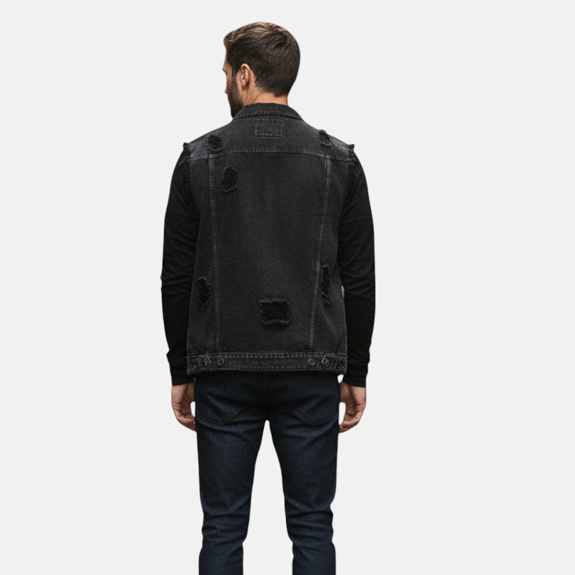 Veste en jean troué homme