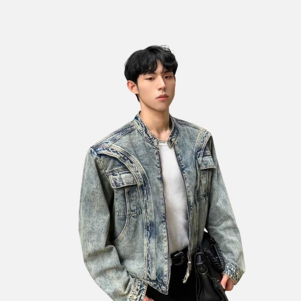 Veste en jean zippé homme