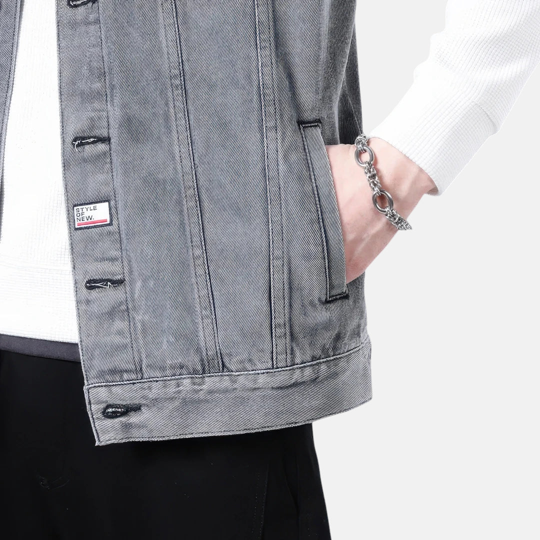 Veste grise sans manche en jean homme