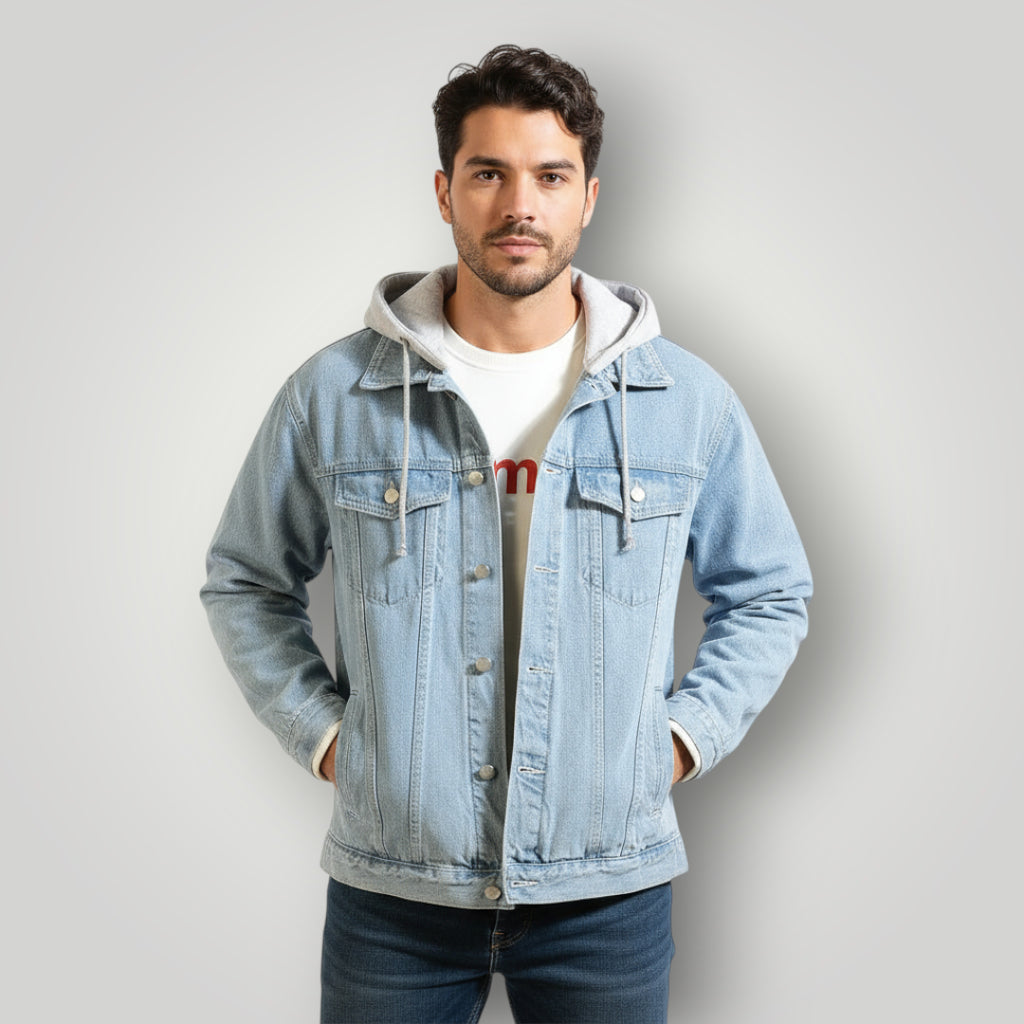 Veste jean capuche homme