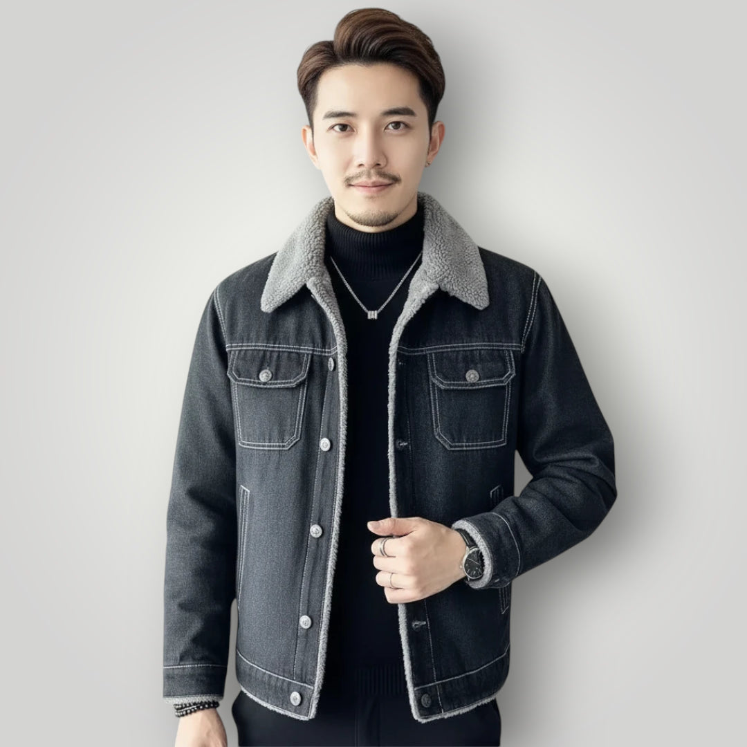 Veste jean fourrée homme
