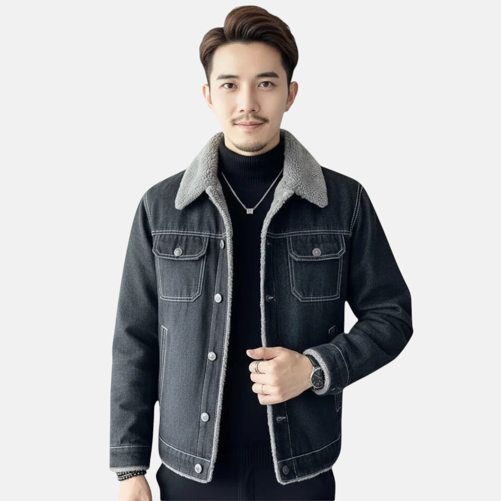 Veste jean fourrée homme