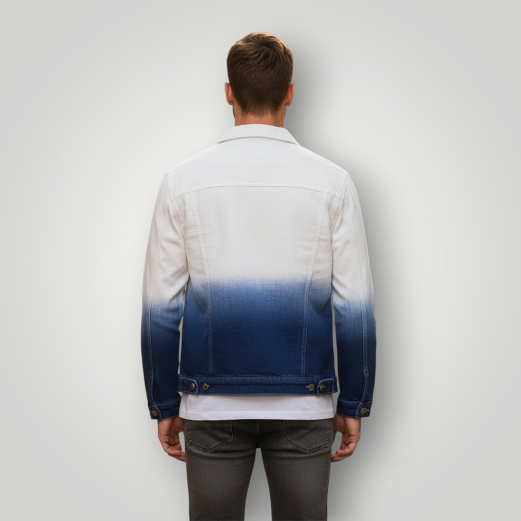 Veste en jean blanche et bleu homme