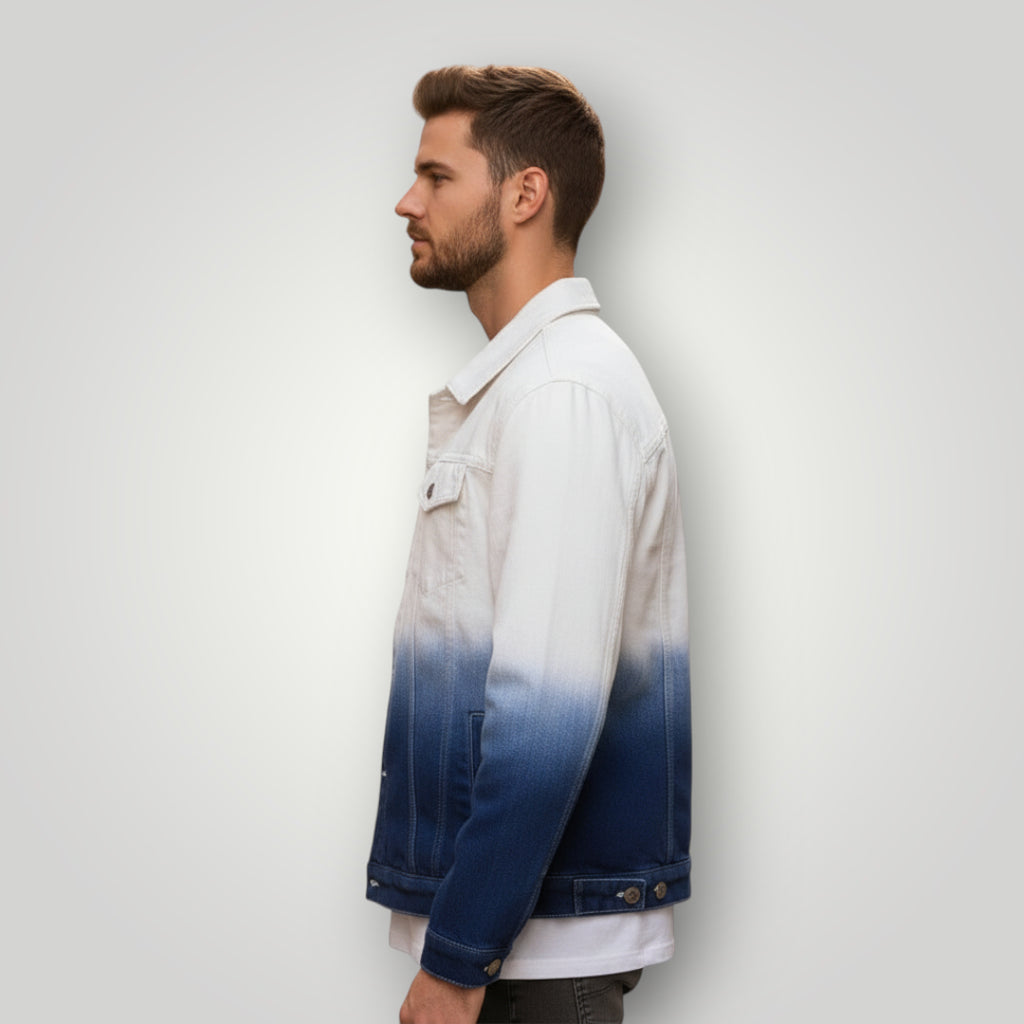 Veste en jean blanche et bleu homme